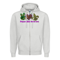 Dove Grey peace love mardi gras Zipper Hoodie - BarkalooDesign