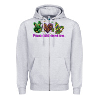 Heather Grey peace love mardi gras Zipper Hoodie - BarkalooDesign