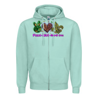 Seafoam peace love mardi gras Zipper Hoodie - BarkalooDesign