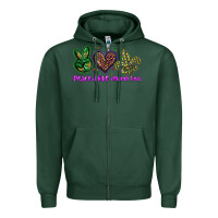 Sports Green peace love mardi gras Zipper Hoodie - BarkalooDesign