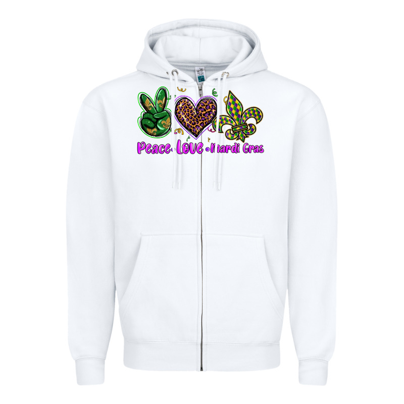 Peace Love Mardi Gras Zipper Hoodie by BarkalooDesign | Teevron