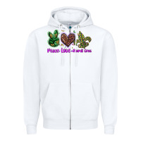 White peace love mardi gras Zipper Hoodie - BarkalooDesign