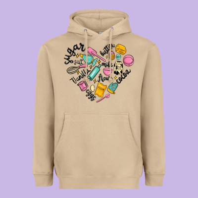 Vanilla Eggs Sugar Cocoa And Kitchen Heart Heavyweight Hoodie Designed By Maliassmallbusiness