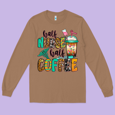 Half Nurse Half Coffee Long Sleeve Tee Designed By Jasminsmagicworld