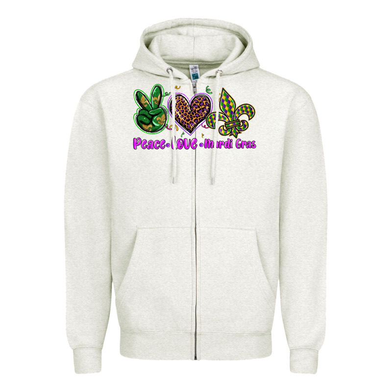 Peace Love Mardi Gras Zipper Hoodie by BarkalooDesign | Teevron