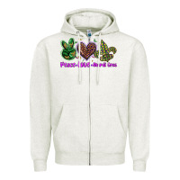 Oatmeal Heather peace love mardi gras Zipper Hoodie - BarkalooDesign