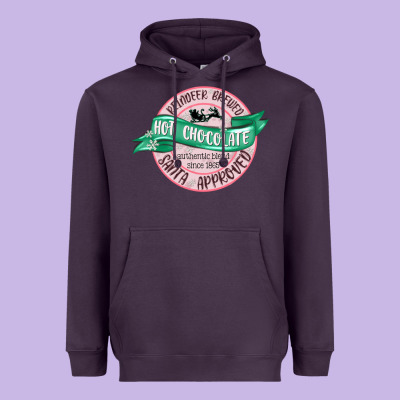 Reindeer Brewed Santa Approved Pink Heavyweight Hoodie Designed By Maliassmallbusiness