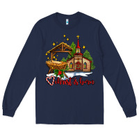 Navy the church  chrıst is born Long Sleeve Tee - AdoDesignShop