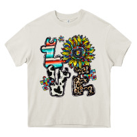 Cream love autism Heavy Core Tee - CowhideDigitalArt