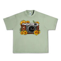 Oil Green sunflower bee vintage camera Urban Heavy Tee - FaDigitalArtStudio