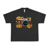 Pigment Black sunflower bee vintage camera Urban Heavy Tee - FaDigitalArtStudio