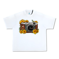 White sunflower bee vintage camera Urban Heavy Tee - FaDigitalArtStudio
