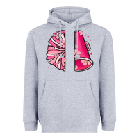 Heather Grey custom name cheerleader with megaphone Heavyweight Hoodie - MaliasSmallBusiness