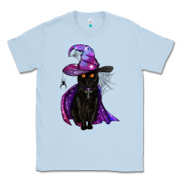 Dusty Blue black witch cat Classic Tee - BundleAndBundleShop