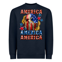 Navy America skeleton 4th of july Heavyweight Sweatshirt - CowGirlArtShop
