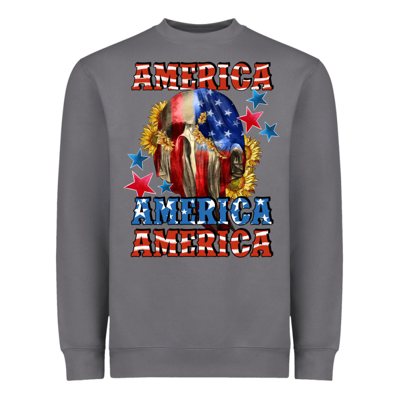America Skeleton 4th Of July Heavyweight Sweatshirt by CowGirlArtShop | Teevron