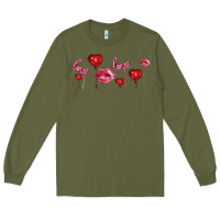 Army Green love and  love balloons Long Sleeve Tee - AdoDesignShop