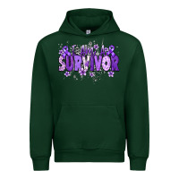 Forest Green I am a survivor purple ribbon Urban Hoodie - NancyCooperArtShop