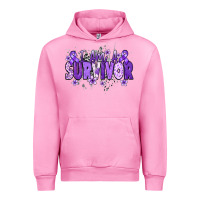 Fuchsia Pink I am a survivor purple ribbon Urban Hoodie - NancyCooperArtShop