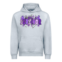 Heather Grey I am a survivor purple ribbon Urban Hoodie - NancyCooperArtShop