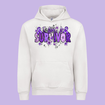 I Am A Survivor Purple Ribbon Urban Hoodie Designed By Nancycooperartshop
