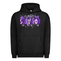 Pigment Black I am a survivor purple ribbon Urban Hoodie - NancyCooperArtShop