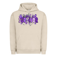 Pigment French Oak I am a survivor purple ribbon Urban Hoodie - NancyCooperArtShop