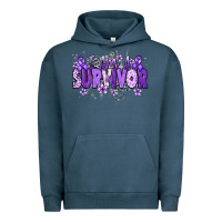 Pigment Midnight Navy I am a survivor purple ribbon Urban Hoodie - NancyCooperArtShop