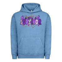 Pigment Pebble Blue I am a survivor purple ribbon Urban Hoodie - NancyCooperArtShop
