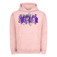 Pigment Salmon I am a survivor purple ribbon Urban Hoodie - NancyCooperArtShop