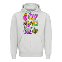 Dove Grey happy mardi gras y'all Zipper Hoodie - BarkalooDesign