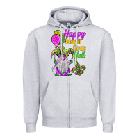 Heather Grey happy mardi gras y'all Zipper Hoodie - BarkalooDesign
