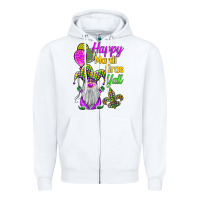 White happy mardi gras y'all Zipper Hoodie - BarkalooDesign
