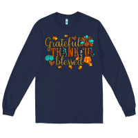 Navy grateful thankful blessed Long Sleeve Tee - JahusDesignShop