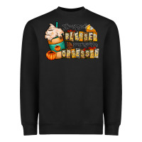 Black stressed blessed pumpkin obsessed Heavyweight Sweatshirt - CowhideDigitalArt