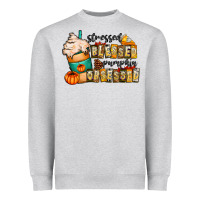 Heather Grey stressed blessed pumpkin obsessed Heavyweight Sweatshirt - CowhideDigitalArt