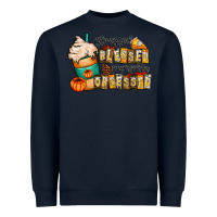 Navy stressed blessed pumpkin obsessed Heavyweight Sweatshirt - CowhideDigitalArt