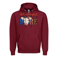 Burgundy Western Star Spangled Baby Cow Zipper Hoodie - LillyAllenDesigns