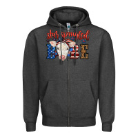 Charcoal Heather Western Star Spangled Baby Cow Zipper Hoodie - LillyAllenDesigns
