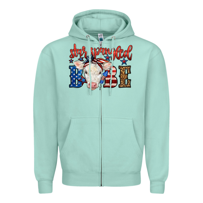 Western Star Spangled Baby Cow Zipper Hoodie by LillyAllenDesigns | Teevron