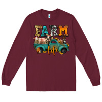 Burgundy farm life farm animals truck Long Sleeve Tee - Jasminsmagicworld