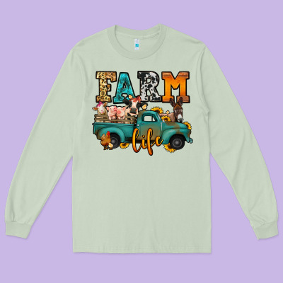 Farm Life Farm Animals Truck Long Sleeve Tee Designed By Jasminsmagicworld