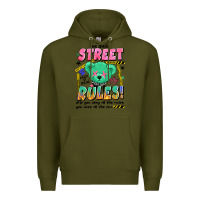 Army Green street rules Premium Hoodie - Artiststas