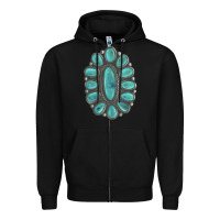 Black Turquoise Gemstone Jewelry Zipper Hoodie - LillyAllenDesigns
