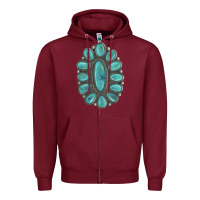 Burgundy Turquoise Gemstone Jewelry Zipper Hoodie - LillyAllenDesigns