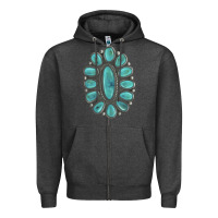 Charcoal Heather Turquoise Gemstone Jewelry Zipper Hoodie - LillyAllenDesigns