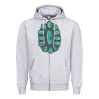 Heather Grey Turquoise Gemstone Jewelry Zipper Hoodie - LillyAllenDesigns