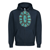 Navy Turquoise Gemstone Jewelry Zipper Hoodie - LillyAllenDesigns