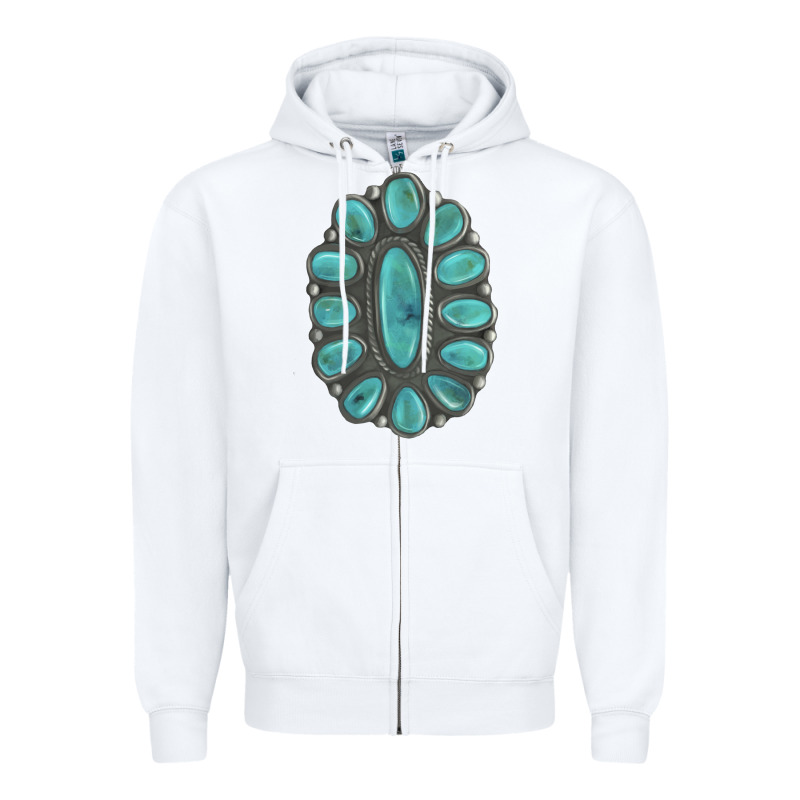 Turquoise Gemstone Jewelry Zipper Hoodie by LillyAllenDesigns | Teevron