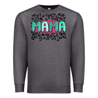 Charcoal Heather mama leopard Premium Sweatshirt - MaliasSmallBusiness